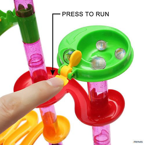 Memtes Marble Run Toy Race Coaster 105 Piece Set, Educational Construction Maze Building Blocks Learning Toy, Included with 2 Silk Bags