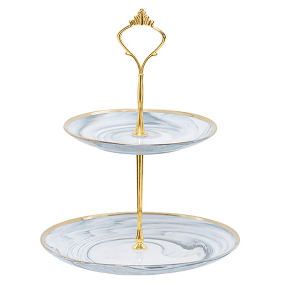 Affogato Cupcake Stand Tower Dessert Display Plate 2-Tier White Round Marble Ceramic Serving Tray Dish Treat Stacked Pastry Fruit Serving Platter Carrier for Gift Tea Party Restaurant