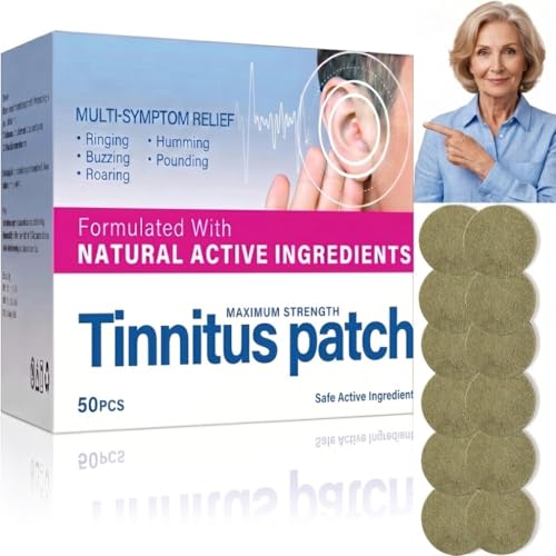 Tinnitus Relief for Ringing Ears 50 Count Tinnitus Relief Patch Natural Herbal Ear Support for Buzzing Roaring and Clicking with Mild Formulation Soothing Ear Health Patches for Men and Women