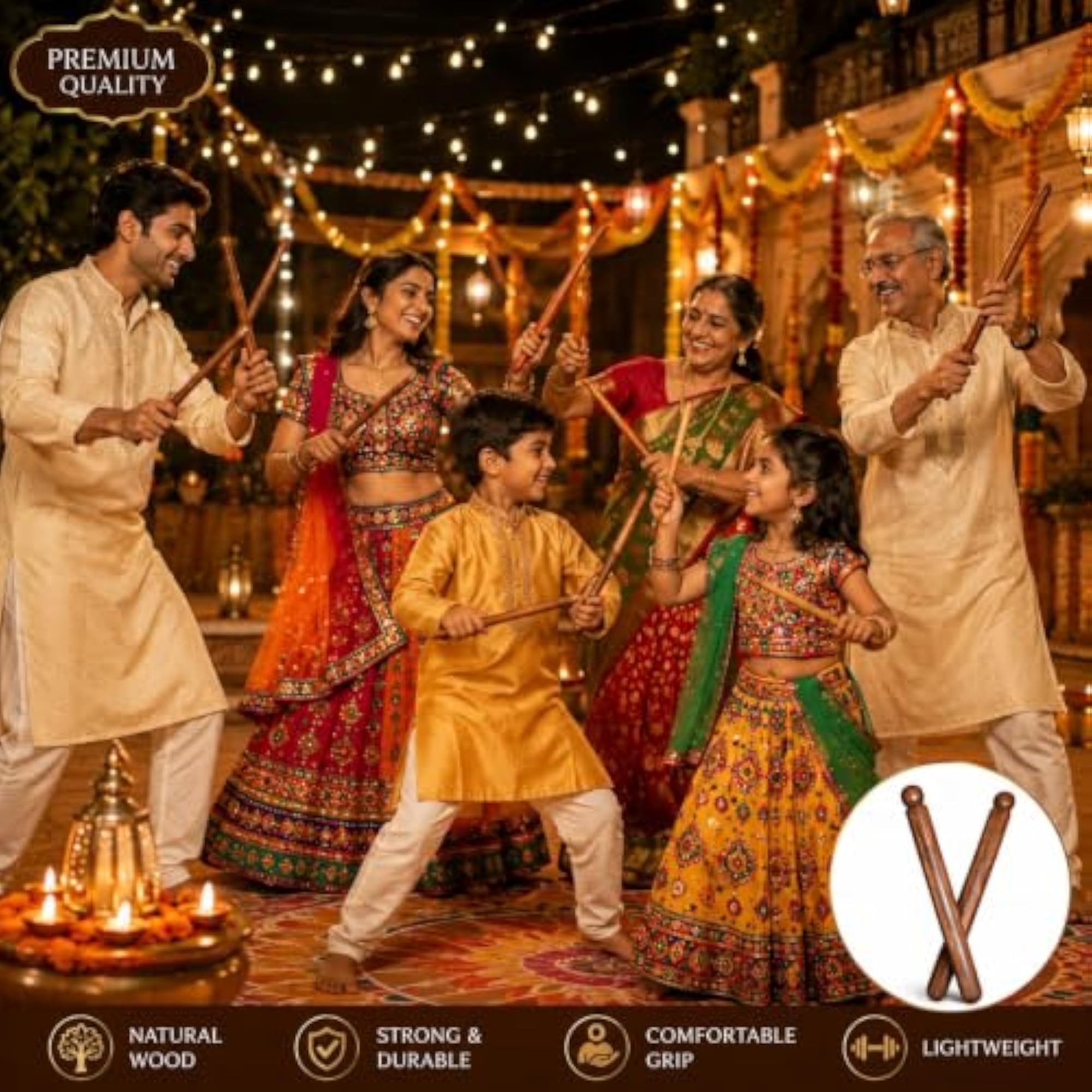 Wooden Dandiya Sticks for Navratri Celebrations