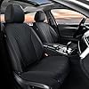 FLORICH Fundas de cuero para asiento de automóvil, fundas de asiento impermeables, fundas negras para asiento delantero de automóvil, cobertura completa, paquete de 2 protectores de cojín para asiento