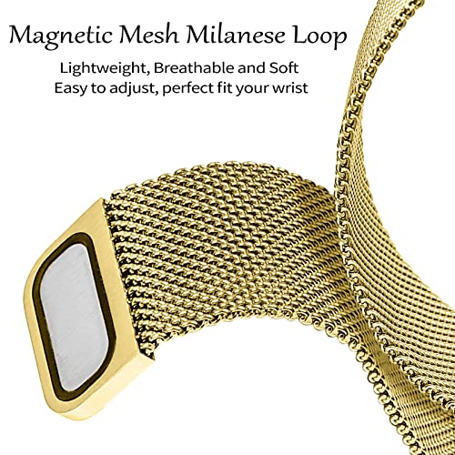 JOYOZY Magnetic Band Compatible with Apple Watch Band 38mm 40mm 41mm 42mm 44mm 45mm 46mm Milanese Strap with Bling Glitter Case Built-in Screen Protector Dressy Stainless Steel iWatch Loop for Women