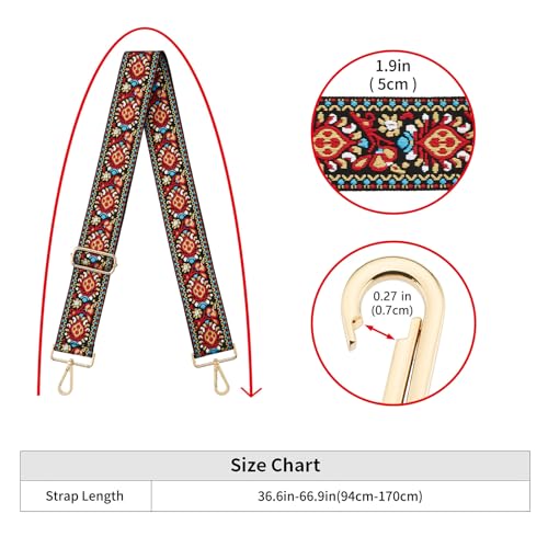 Image of Wide Shoulder Strap Adjustable Replacement Belt Guitar Style Crossbody Bag Handbag Strap Multicolor Canvas Straps(Wide:2in)(Color71)