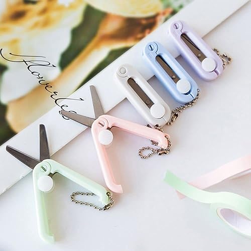 Miniatura 3 de Mini tijeras con llavero Tijeras plegables portátiles para cortar, álbumes de recortes, manualidades, costura, proyectos de bricolaje (transparente)