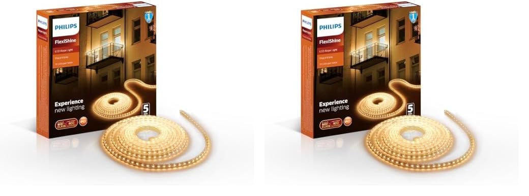 PHILIPS 5 Meter LED Rope Light | Flexishine Plug n Play Flexible Rope Light for Indoor and Outdoor Decorations | Rope Light for False Ceiling,Balcony,Diwali,Christmas | Warm White, Pack of 2-picture-17