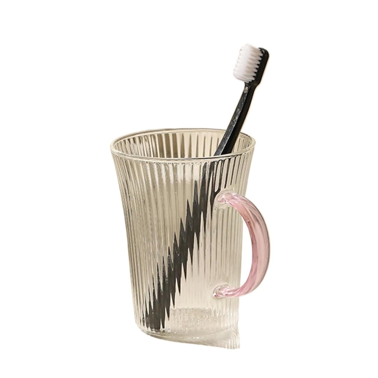 2pcs Tooth Cup Bathroom Glass Toothbrush Couple Mouthwash Cups Toiletries Bursh Holder Storage Mug For Toothpaste(Pink)