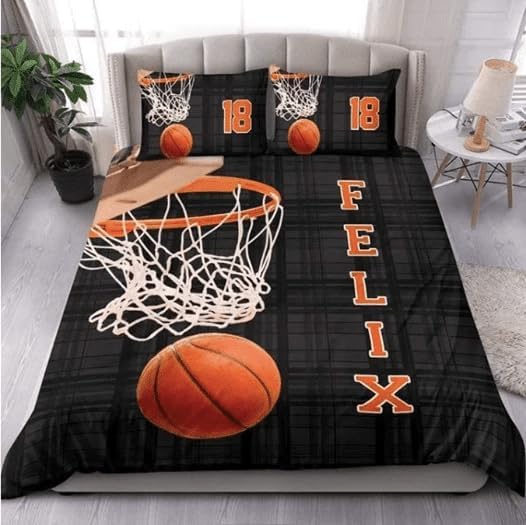 Custom Amazing Basketball Hoop Orange Black Duvet Cover