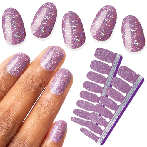 Color Street Cosmic Candy Nail Strips - Lavender with Galaxy Glitter Shifting Colors & Holographic Tinsel for Depth Glitter Finish 16 Double-Ended Strips Supports Color Street Foundation & Projects.