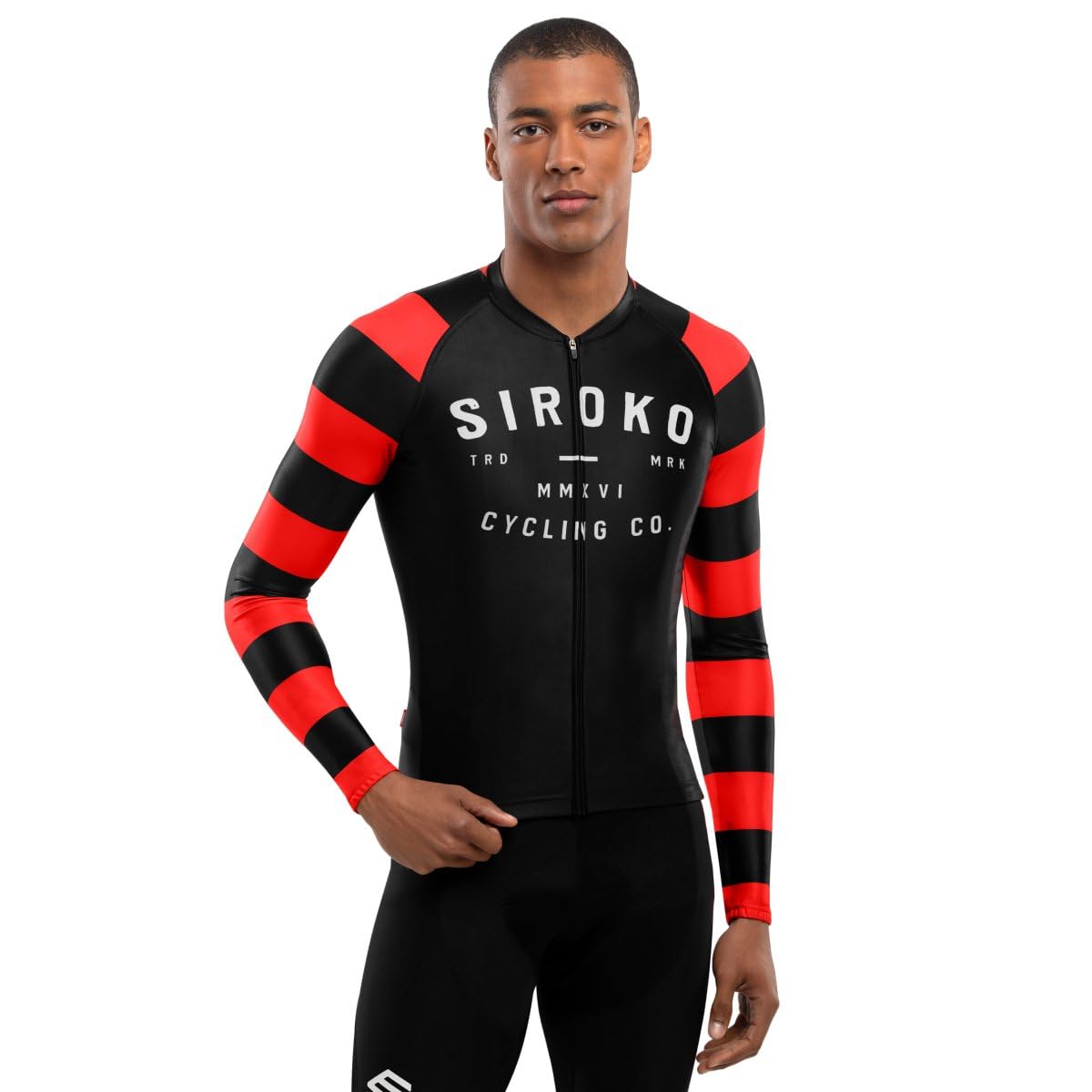 SIROKO - Maillot Manga Larga para Ciclismo M2 Rider - XS - Negro/Rojo