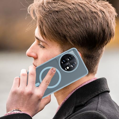 Image of amazon basics Luxury Paper Thin Case Cover for OnePlus 11 5G | Matte Finish | Compatible with magsafe | (Blue, OnePlus 11 5G)