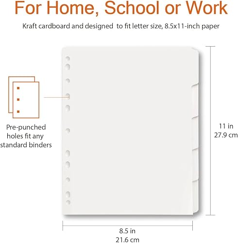 Miniatura 8 de Divisores de carpetas de 3 anillas, separadores de carpetas de cartón de alta calidad con juego de 5 pestañas, separadores de índice de tamaño carta