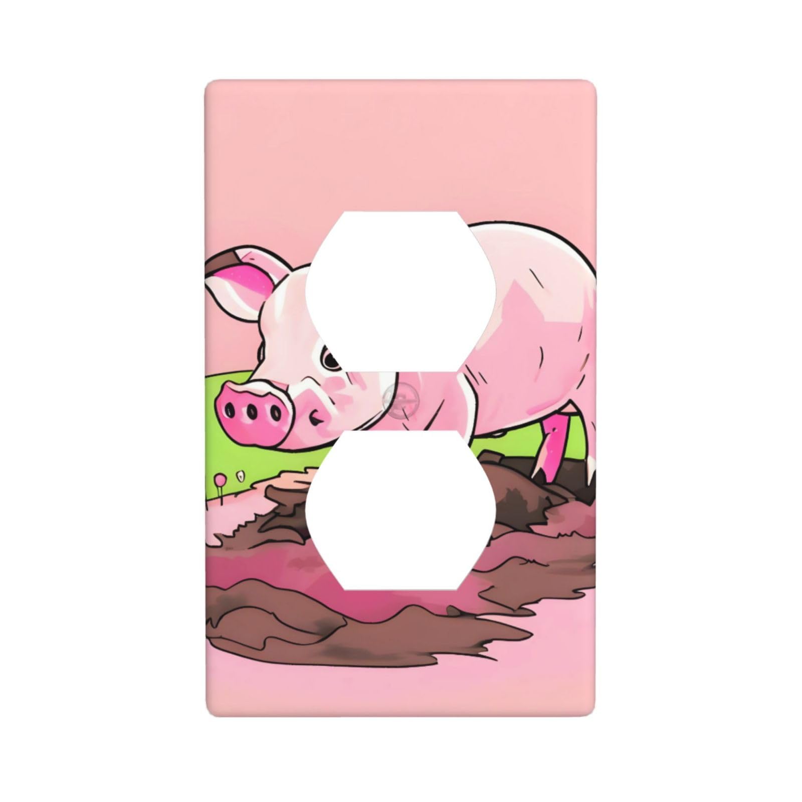 Pink Piglet Printing Double Socket Wall Panel Decorative is Durable and Suitable for Socket Light Switch Accessories 4.5x2.76in