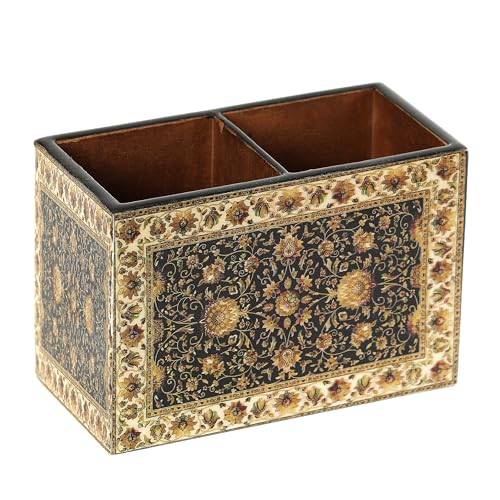 Image of DULI Multipurpose Stand, Cutlery Holder, Spoon Stand, Table Organizer with 2 Sections, Chammach Stand (10cm x 15cm) (Jamawaar)