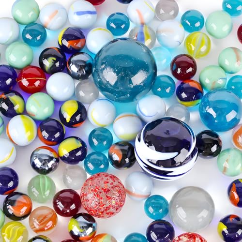 LOVESTOWN 180PCS Planet Marbles Game for Kids, Assorted Size Glass Marbles Bulk with Gift Box for Board Game, Vases, Party Decor