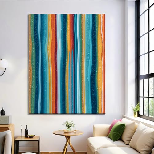 Cuadros fluido abstracto GDJSMIN de flujo vertical azul-verde para salón y oficina, 60x80 cm 2
