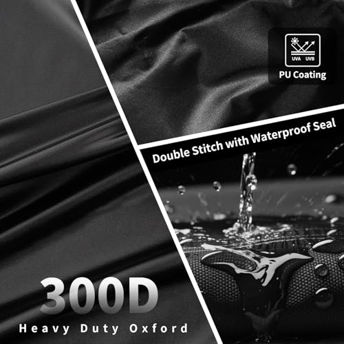 Image of Motorcycle Cover Heavy Duty 300D Waterproof for Touring Ultra | Fits for Harley Davidson Ultra Ltd, Road Glide Ltd, Honda Goldwing, BMW, Indian Motorcycle Accessories, 110 Inch Black