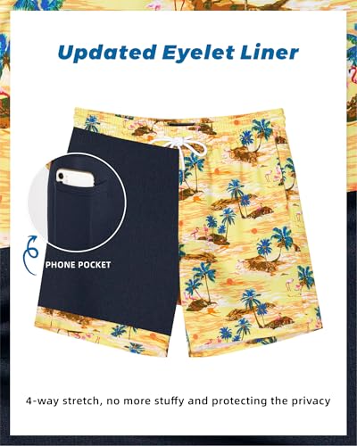 Image of SURF CUZ Mens Swim Trunks with Compression Liner Swim Shorts 7 inch Swimming Trunks Stretch 7 Inch Swim Suits Quick Dry