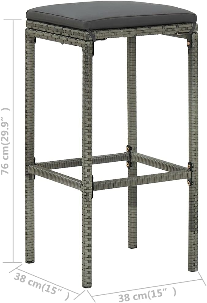 vidaXL 2/3/4/6x Bar Stool with Cushions Poly Rattan Counter Seat Multi Colors