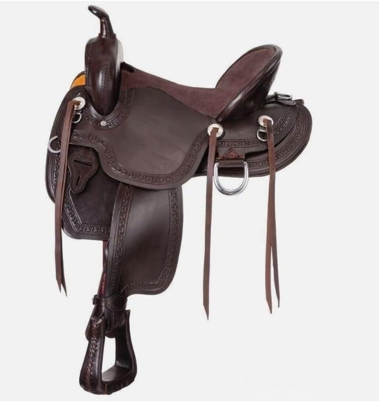 Sella western in vera pelle lavorata per cavallo intagliata