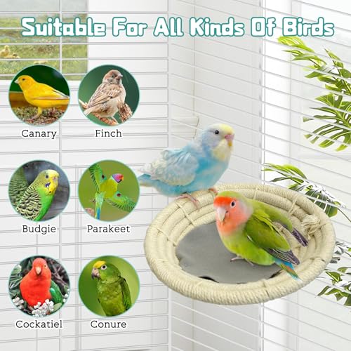Image of Hamiledyi 3 PCS Bird Nest for Cage Handmade Cotton Weave Hemp Rope Parrot Breeding Nest Hatching Bird Bed Parakeet Nesting Box for Budgie Cockatiel Conure Lovebird