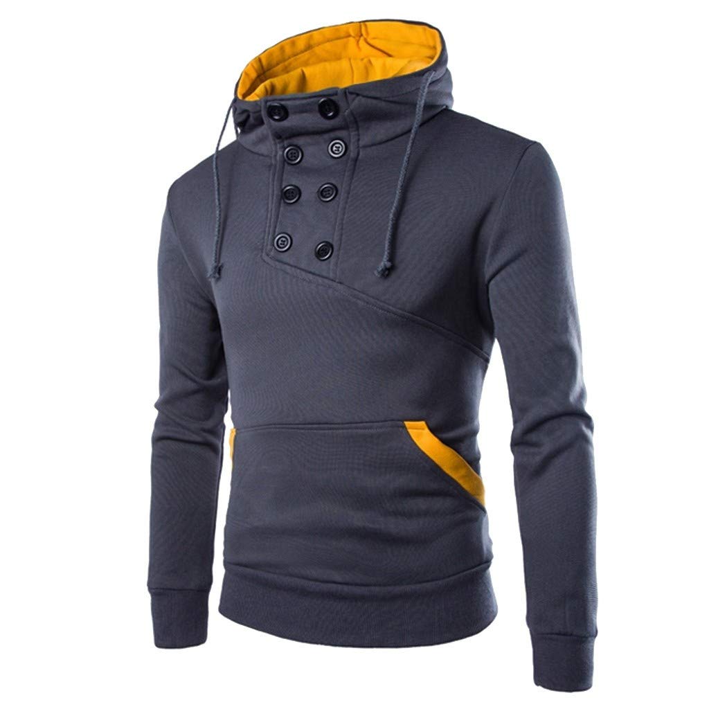 Men's Athletic Hoodies, Beautyfine Hooded Sweatshirt Top Autumn Long Sleeve Patchwork Tee Outwear Blouse