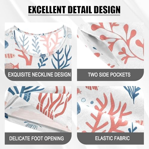 ALAZA Fish Coral Reef Pajamas Set Short Sleeve Cotton Sleepwear Summer Pjs 2 Piece 5-14Y4