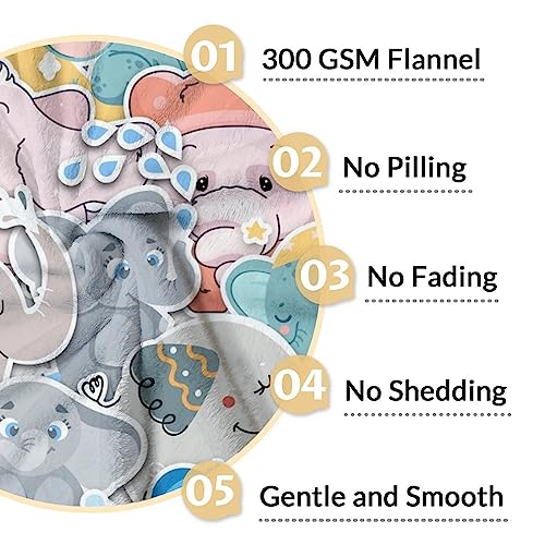 Elephant Blanket Gifts - 50"x60" Cute Throw for Women Girls - Colorful Soft Fuzzy Blankets for Bed, Couch & Living Room