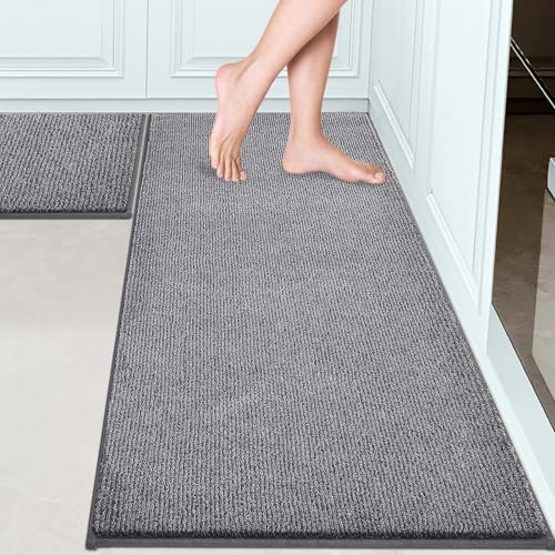 Image of Washable Kitchen Rugs Set of 2 (24 inch x 35.5 inch + 24 inch x 59 inch Rectangular), Kitchen Mats for Floor, Indoor Entryway Runner Rugs for Laundry, Bathroom, Door, Bedroom (Roll Packing)