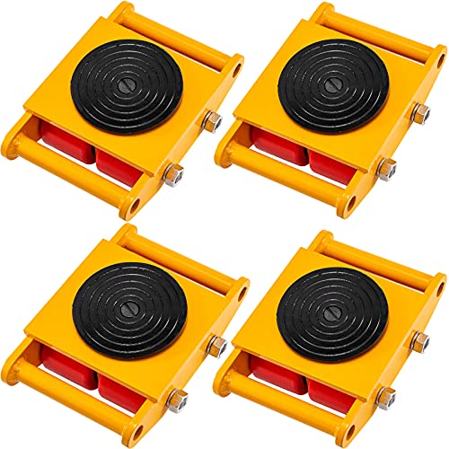 Vevor 4Pcs Machinery Mover, 6T Machinery Skate Dolly, 13200Lbs Machinery Moving Skate, Machinery Mover Skate W/ 360° Rotation Cap And 4 Rollers, Heavy Duty Industrial Moving Equipment, Yellow #TOP5
