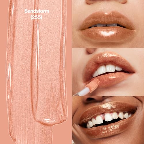 Image of Revlon Super Lustrous Lip Gloss, Non-Sticky, Hydrating, High Shine Finish, 255 Sandstorm, 0.13 oz (Pack of 2)
