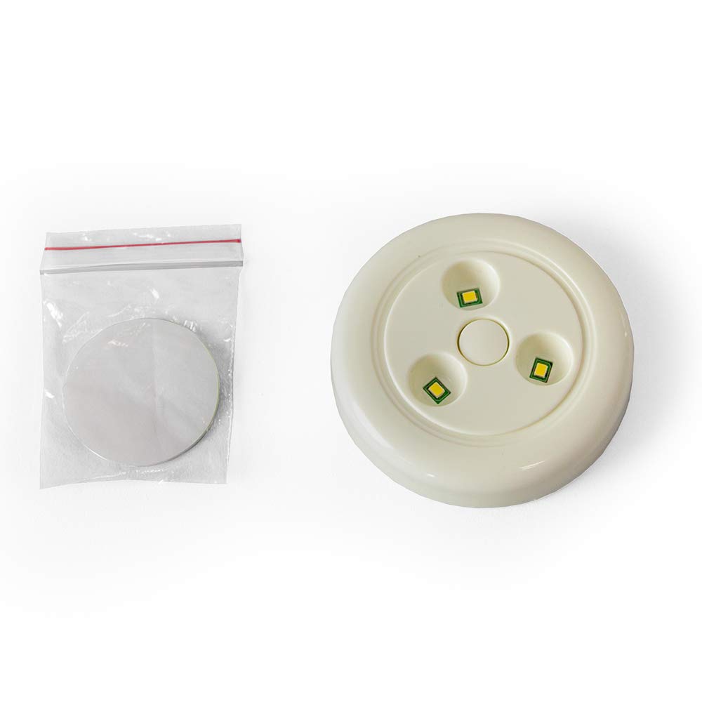 Vispronet LED Push Light 10 Pack – Battery Operated with 3 AA Batteries – Includes Adhesive Tape for Easy Attachments – 3in x 3in x 0.75in Cordless Touch Light – (Batteries Not Included)