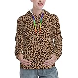 vosery felpa con cappuccio da donna con stampa leopardata – maglione leggero a maniche lunghe con tasca da donna, nero/bianco, x-large