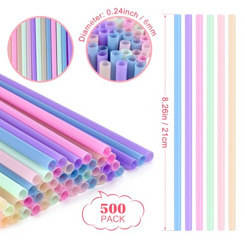 500 Pitillos Plásticos Desechables Coloridos de 20.99 cm miniatura 2