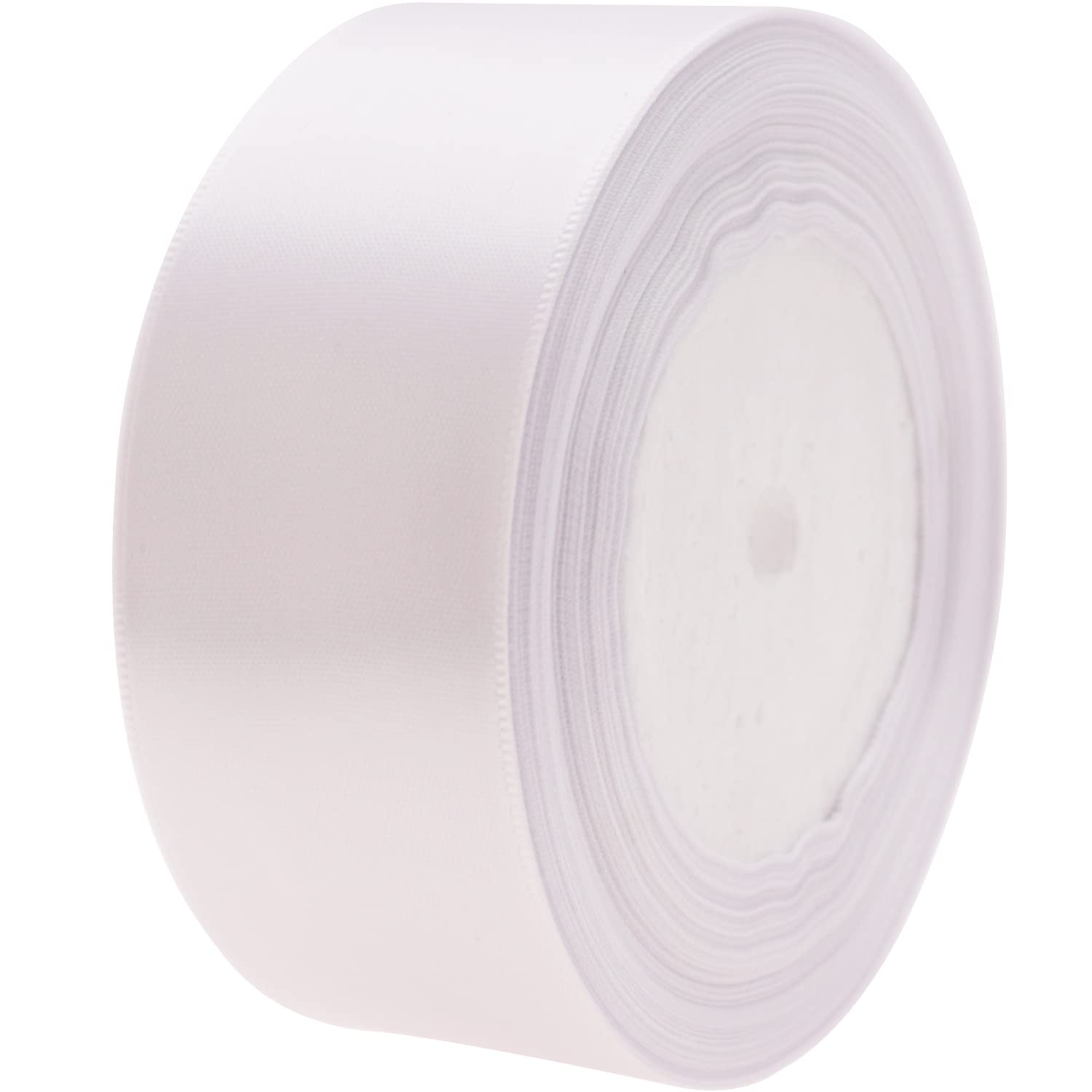 NsiluNsilu 1-1/2" Wide Double Faced Polyester Satin Ribbon,Continuous 25 Yard White Ribbon,Perfect for Wedding, Gift Wrapping,Bow Making & Other Projects