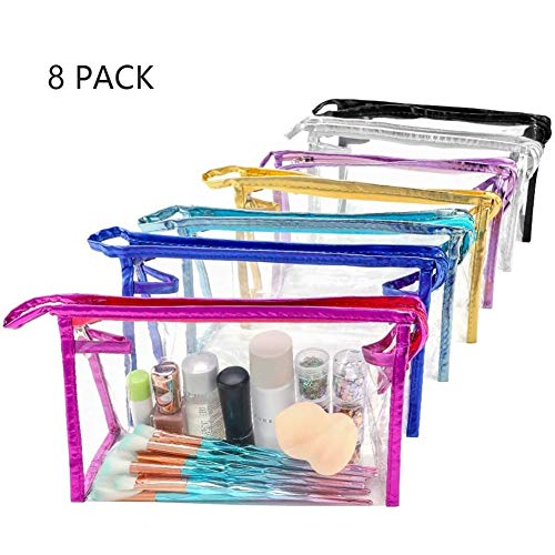 Preisvergleich Produktbild SHENMU 8 Packungen Transparent Wasserdicht kosmetische Beutel mit Reißverschluss-Beauty Case Verfassungs-Beutel, Spielraum-Beutel-Beuteln, kosmetischer Organisator Fabrikat, beweglichen PVC-freien