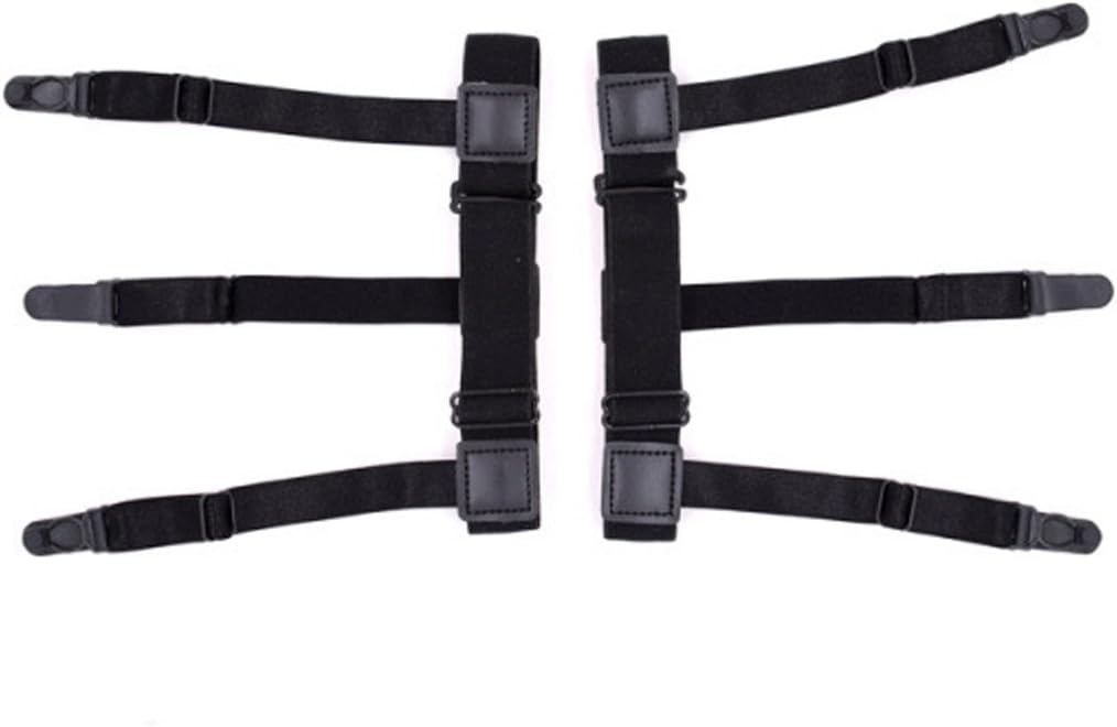 2Pcs/Set Mens Shirt Stays Elastic Leg Suspenders Plastic n-Slip Locking Clamps Polyester