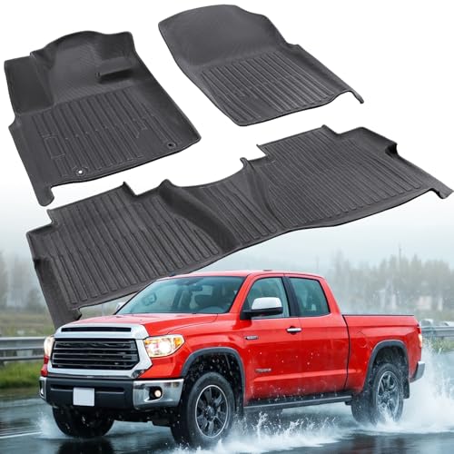 for Toyota Tundra Floor Mats 2011 2010 2009 2008 2007 Custom Fit All-Weather Floor Liner Car Mats Full Set for Tundra 2007-2011 Double Cab & CrewMax TPE Rubber Protectors Automotive Accessories Gift