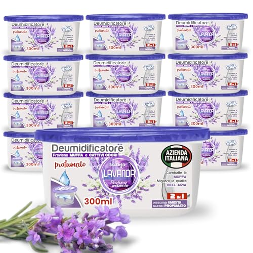 Deumidificatore Armadio Profumato Antimuffa e Assorbi Umidità 12x300ml, Ideale per Bagno, Casa e...