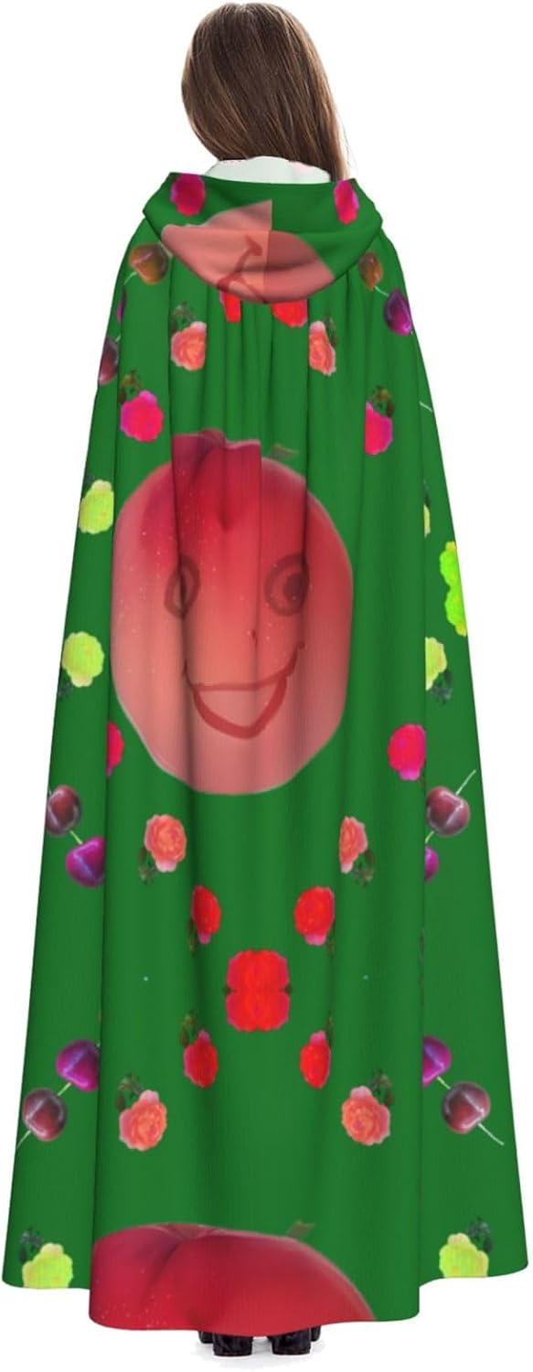 Smiling Red Peaches Men Women Halloween Role Play Party Decoration Hooded Poncho