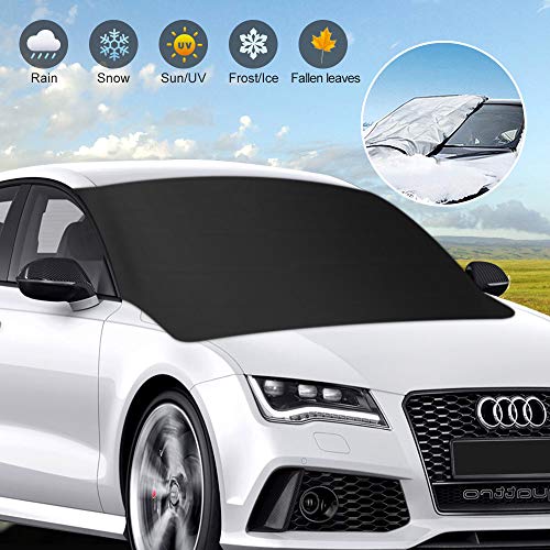 Lamantt Protector para Parabrisas, Protector de Parabrisas con imán Cubierta de Parabrisas para Coche Protege de Rayos UV, Nieve Funda Plegable Parabrisa Delantero Todos los climas (170x110 cm)