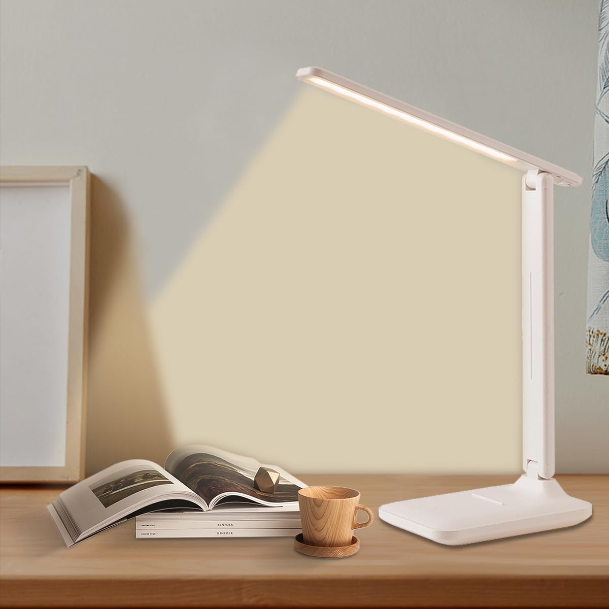 Lámpara Escritorio LED, Plegable, 3 Modos y 5 Niveles de Brillo,Control Táctil Flexo Lámpara de mesa Cuidado de Ojos para Cama,Oficina,Leer,Estudiar,Luz Nocturna
