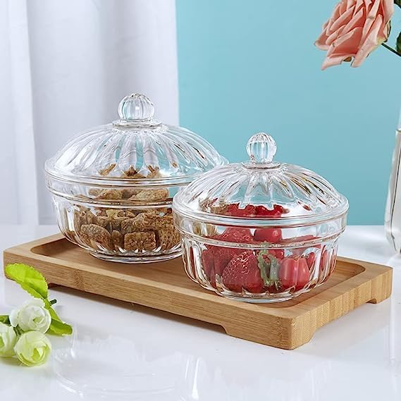 Miniatura 2 de 123Arts Platos de plástico para dulces, azucareros, tarros de especias, ollas de almacenamiento con tapa, juego de 4