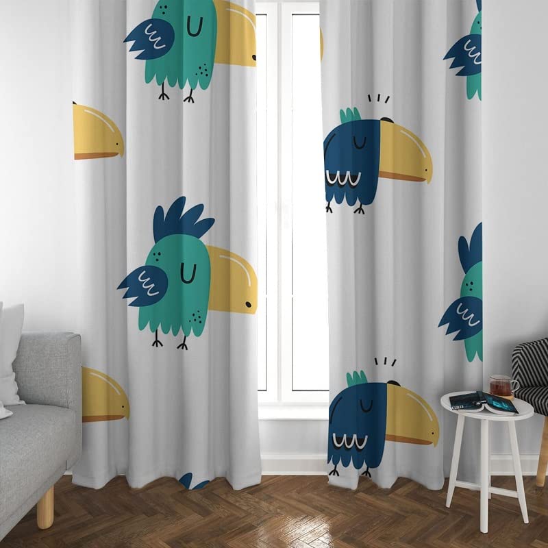 DHEBA FASHION 3D Hen Printed Polyester Fabric Curtains for Bed Room, Living Room Kids Room Color Blue Window/Door/Long Door (D.N.21) (4 x 7 Feet (Size: 48 x 84 Inch) Door, 2)