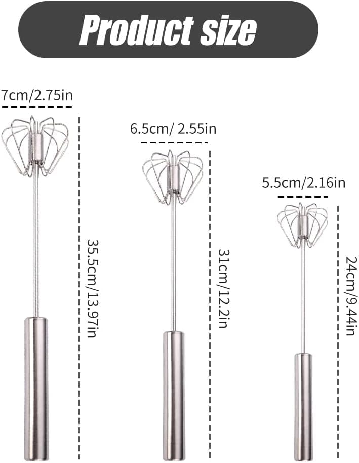 Miniatura 2 de Batidor de huevo semiautomático, batidor de huevo mejorado, batidor giratorio de fácil empuje, herramienta de cocina para el hogar de acero