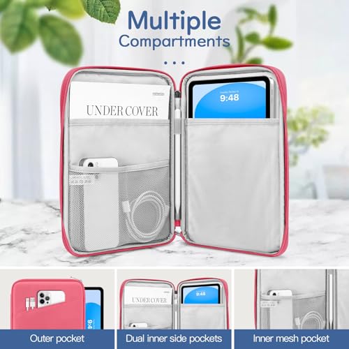 Image of Dadanism 9-11 Inch Tablet Sleeve Bag Carrying Case for iPad (A16) 11th Gen 11 inch, iPad 10th Gen 10.9 inch Air 5 /4, iPad Air M4 /Pro M5 11 inch, iPad 9 /8 /7th Gen 10.2 inch, Galaxy Tab A11+ Plus 11 inch, Watermelon Pink