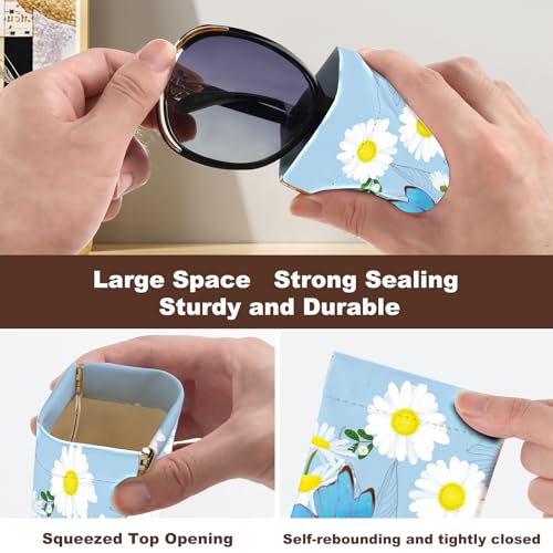 Image of Anikathy 2Pcs Sunglass Eyeglass Glasses Case Soft PU Leather with Cleaning Cloth Cute Glasses Pouch Bag for Men Women Girs