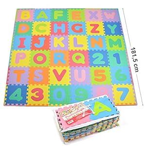 Puzzelmat XXL met 36 stukjes voor kinderen, antislip EVA – speelmat, aan elkaar te bevestigen 30 x 30 x 1 cm…