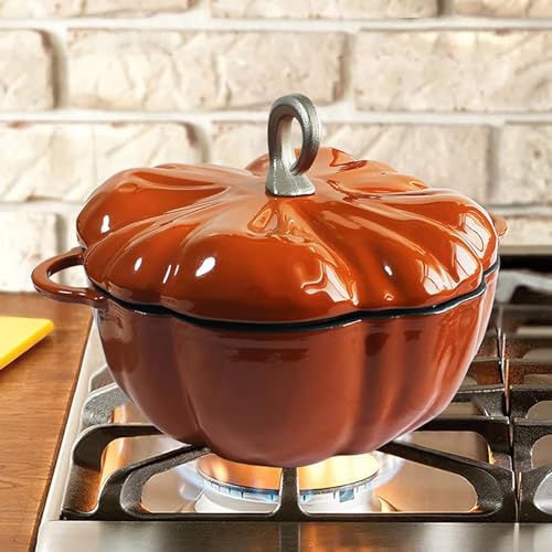 4qt Pumpkin Cocotte,Pumpkin Cast Iron Dutch Oven,3.7l Pumpkin Shape Cooking Pot Enamel Pot,pumpkin Pot With Lid,stew Pot Soup Pot,serves 3-5,halloween Thanksgiving Decor Pot Gift - Image 4