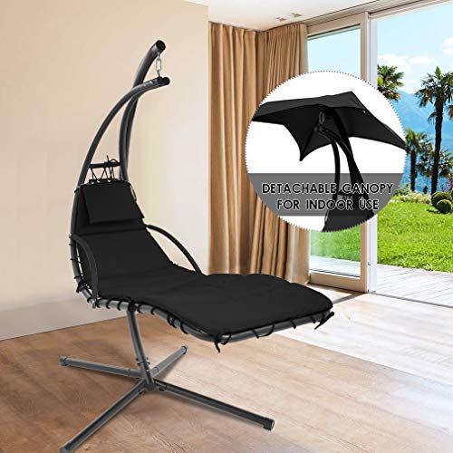 Hammock With Stand Lounge Chair Outdoor Chair Patio Swing Chair For Adults Hanging Chairs Free Standing Floating Bed Furniture Backyard Garden #TOP2