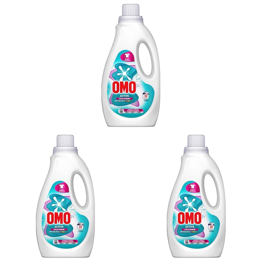 OMO Active Cold Power Beyazlar ve Renkliler için Sıvı Deterjan 1500 ml (3 paketi)